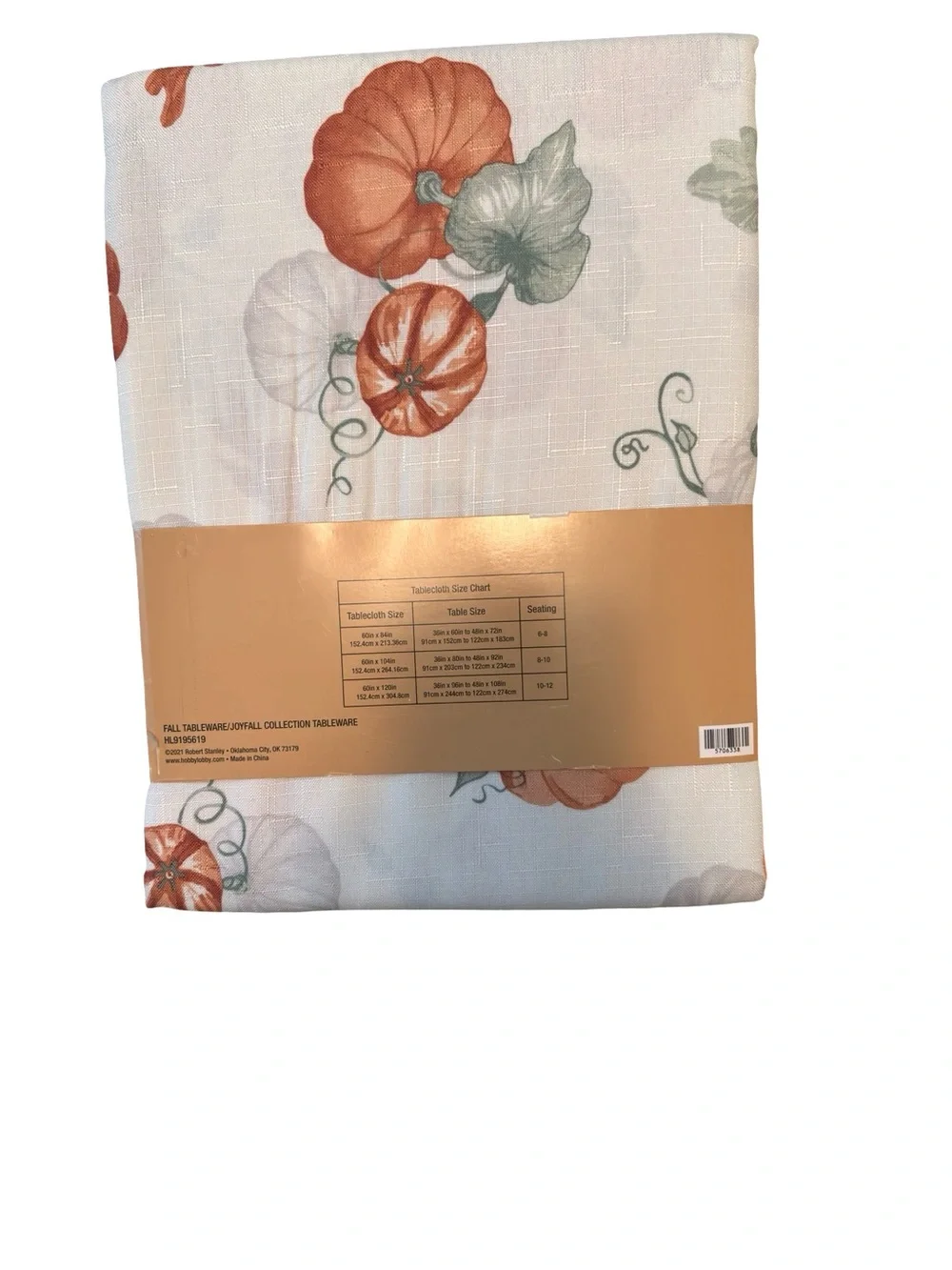 Robert Stanley Pumpkin Harvest Tablecloth - Cream & Orange